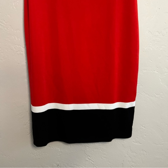Exclusively Misook Red/Black Colorblock Stretch Pencil Dress Size Large - Picture 5 of 8